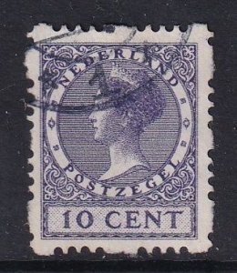 Netherlands #178a  used  1928  Wilhelmina  syncopated 4 sides 10c violet