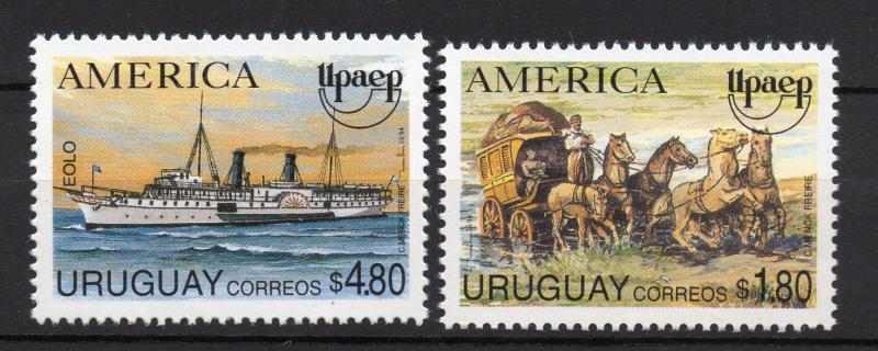 America UPAEP Mail ship boat horse stagecoach URUGUAY Sc#1543/4 MNH STAMP cv$6 