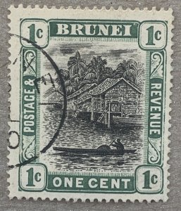 Brunei 1907 1c grey-black and pale green, used. Scott 13, CV $13.00.  SG 23