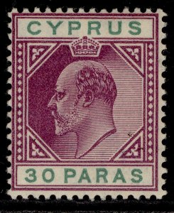 CYPRUS EDVII SG63, 30pa purple & green, M MINT. Cat £21.