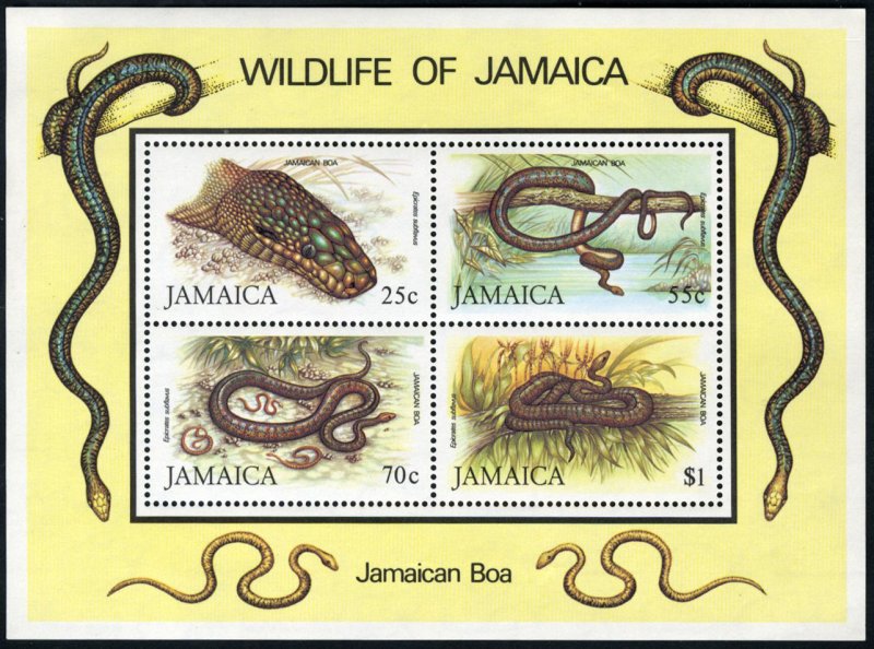 Jamaica #594a Cat$12, 1984 World Wildlife Fund souvenir sheet, never hinged