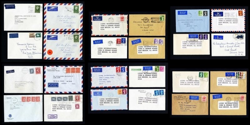 Lot of 240 Lions Club covers Worldwide to Lions International, Oakbrook, IL