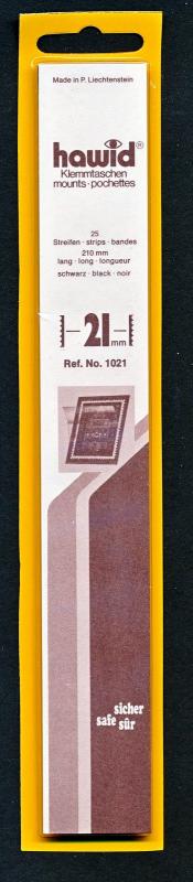 Hawid Stamp Mount Size 21/210 mm - BLACK - Pack of 25 (21x210  21 mm) STRIP 1021