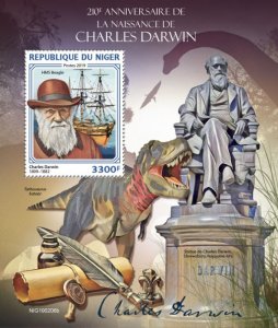 NIGER - 2019 - Charles Darwin - Perf Souv Sheet - Mint Never Hinged