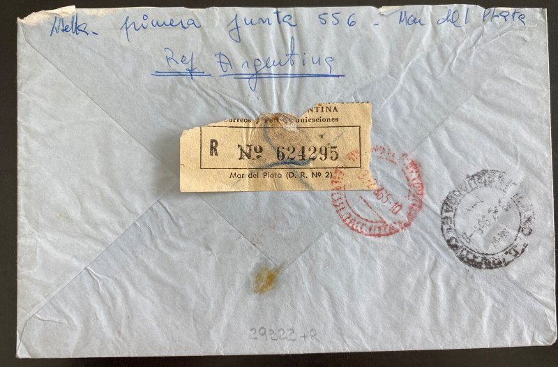 1965 Mar del plata Argentina Airmail Express Cover to Milan Italy