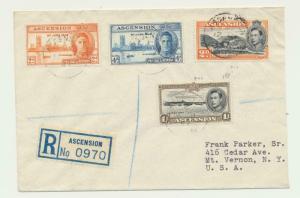 ASCENSION 1947 REG COVER TO USA, 1sh8d RATE INC VICTORY SET (SEE BELOW)