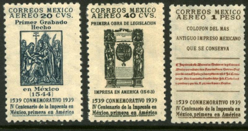 MEXICO C97-C99, 400th Anniv 1st Printing Press in America. UNUSED, H OG. VF.