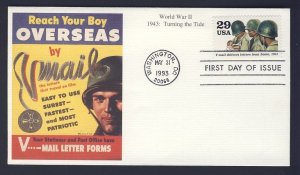 USA POSTAL HISTORY - 1993 - WWII 1943 Turning The Tide - FDC cover