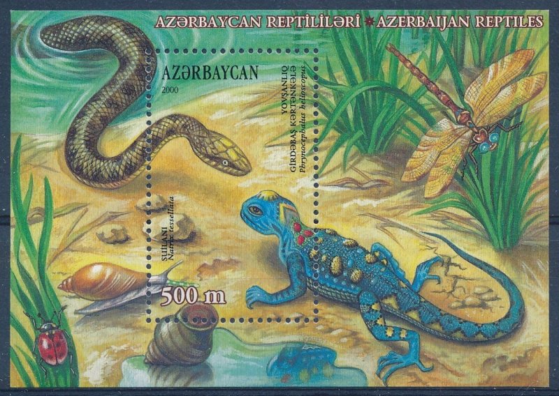 [BIN593] Azerbaijan 2000 Reptiles good sheet very fine MNH