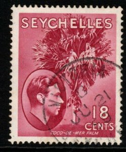 SEYCHELLES SG139cb 1949 18c ROSE-CARMINE USED