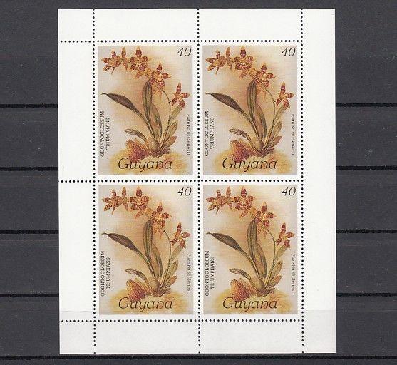 Guyana, Scott cat. 1145a. 40 value, Orchid values as a Sheet of 4.