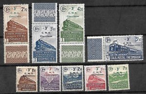 FRANCE RAILWAY PARCEL POST STAMPS.  WW II, 1942. MLH