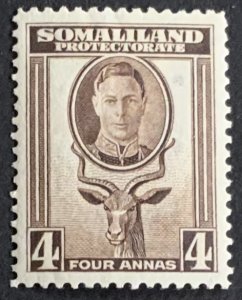 SOMALILAND PROTECTORATE 1942 DEFINITIVE 4 ANNA SG109 LIGHTLY MOUNTED MINT.