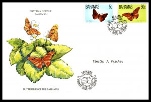 Bahamas 539,542 Butterflies Typed FDC