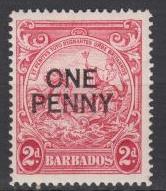 Barbados - 1947 1p on 2p surcharged - MH  (9441)