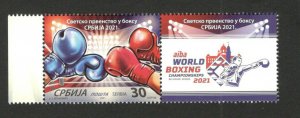 SERBIA MNH STAMP+LABEL - WORLD BOXING CHAMPIONSHIPS - 2021.