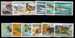 Korea #493-504 Cat$40.90, 1966 Wildlife Issue, complete set, never hinged