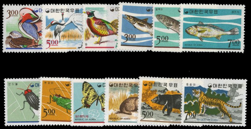Korea #493-504 Cat$40.90, 1966 Wildlife Issue, complete set, never hinged