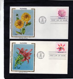 1876-1879 Flowers, FDC set/4 Colorano Silk