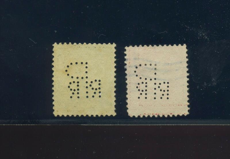 Scott #405 & 406 Var PRR Canal Zone Official 'P' PERFIN Precursor RARE Stamps