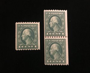 441 coil pair & single MNH,  F/VF centering