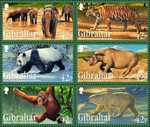 Gibraltar 2011 - Endangered Animals - Set of 6 stamps - Scott #1284-9 - MNH