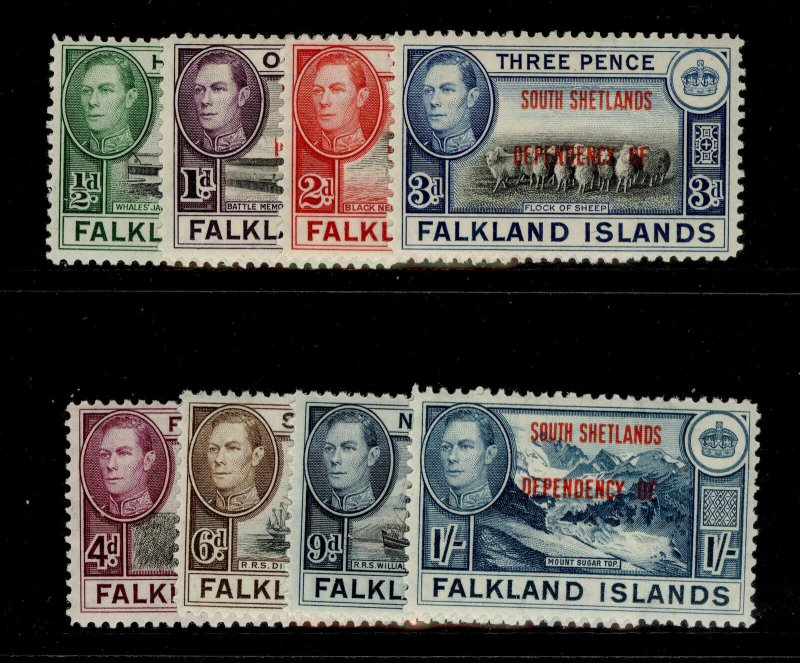 FALKLAND ISLANDS - South Shetlands, SG D1-D8, complete set, LH MINT. Cat £24.