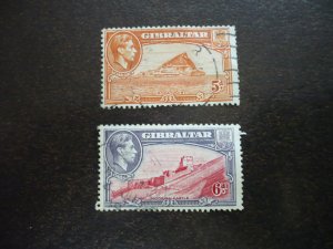 Stamps - Gibraltar - Scott# 112, 113 - Used Partial Set of 2 Stamps
