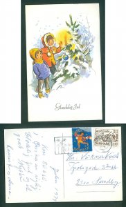 Denmark. Christmas Card 1979. Seal+ 110 Ore Copenh. Children, Candle,Tree. Sundb