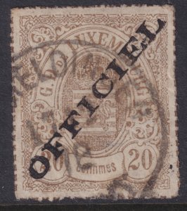 Sc# O5 Luxembourg 1875 Officiel overprint 20c issue Used CV $57.50