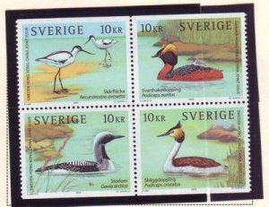 Sweden Sc 2469 2002 Birds stamp booklet pane of 4 mint NH