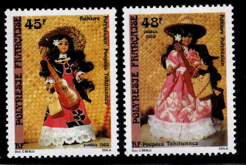 French Polynesia Scott 487-488 MNH** Doll stamps short set 2/3