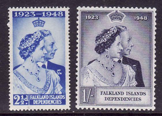 Falkland Island Dependencies-Sc#1L11-12-unused NH set-KGVI-Silver Wedding-1948-