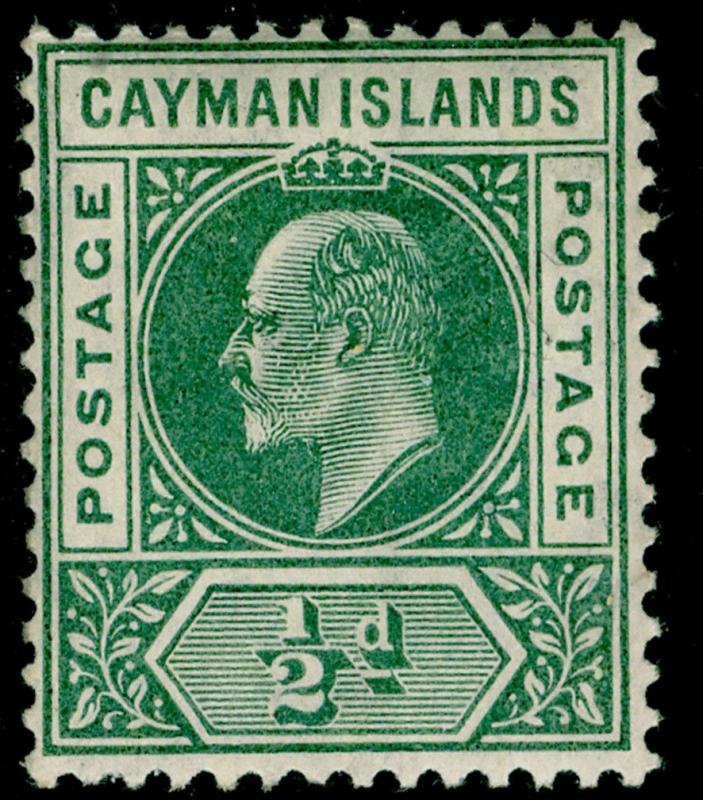 CAYMAN ISLANDS SG8, ½d green, LH MINT. WMK MULT CA.