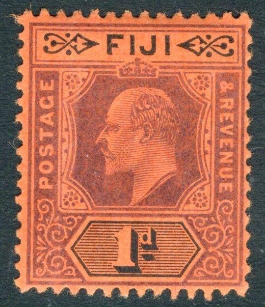 FIJI-1903 1d Dull Purple & Black-Red Watermark Crown CA Sg 105 LIGHTLY MOUNTED/M