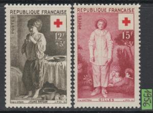 XG-G367 FRANCE - Red Cross, 1956 Gilles, Jeune Paysan, 2 Values MNH Set