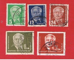 Germany DDR  #113-117  VF used  Pieck  Free S/H