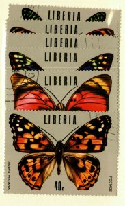 Liberia #683-8 used Butterfly set CV$2.05