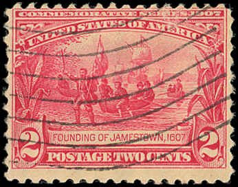 US Scott 329 USED - 1907 1¢ Jamestown - Sound