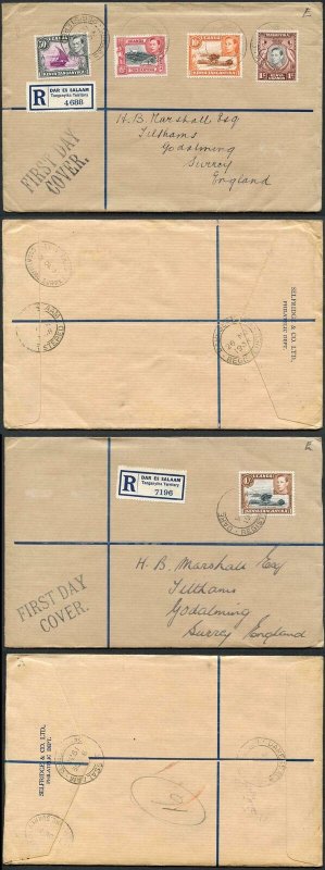 Uganda KGVI Five Values on 2x Covers to England