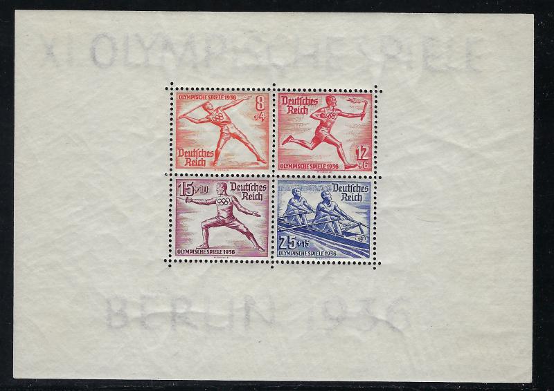Germany Reich Scott # B92, mint hr, s/s, variation cardboard, Mi Bl 6z