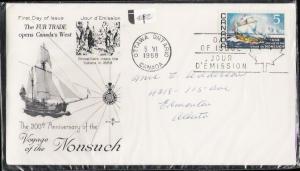 Canada #482 Rosecraft Cachet FDC Ship Nonsuch Addressed