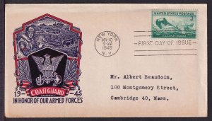 1946 Armed Forces Sc 936 Coast Guard with L. W. Staehle cachet (WB