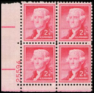 US #1033 JEFFERSON MNH LL PLATE BLOCK #25594