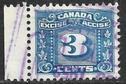 CANADA REVENUES 1934-48 3c EXCISE TAX VDM. FX64 VFU