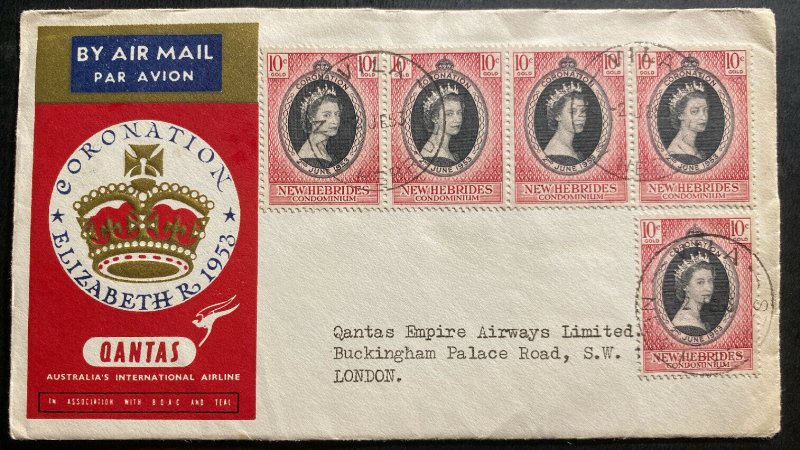 1953 Vila New Hebrides Cover FDC Queen Elizabeth II Coronation To London UK B