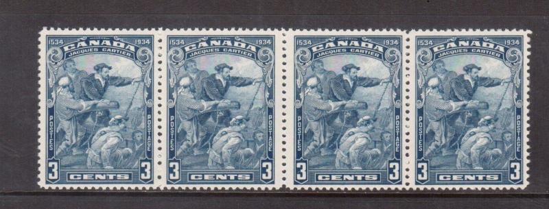 Canada #208iv Very Fine Never Hinged Wide Gutter Strip Of Four