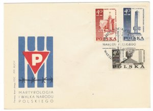 Poland 1968 FDC Stamps Scott 1622-1624 Second World War II Monuments Memorials