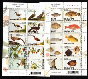 SINGAPORE SG1187/206 2002 NATURAL HISTORY DRAWINGS BIRDS AND FISH MNH