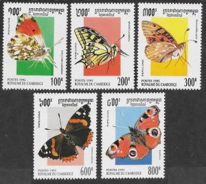 Cambodia #1415-1419  Butterflies  1995  MNH